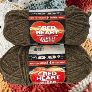 Red Heart Super Saver Pumpkin Acrylic Yarn Brown Bundle of 2 Skeins 7oz